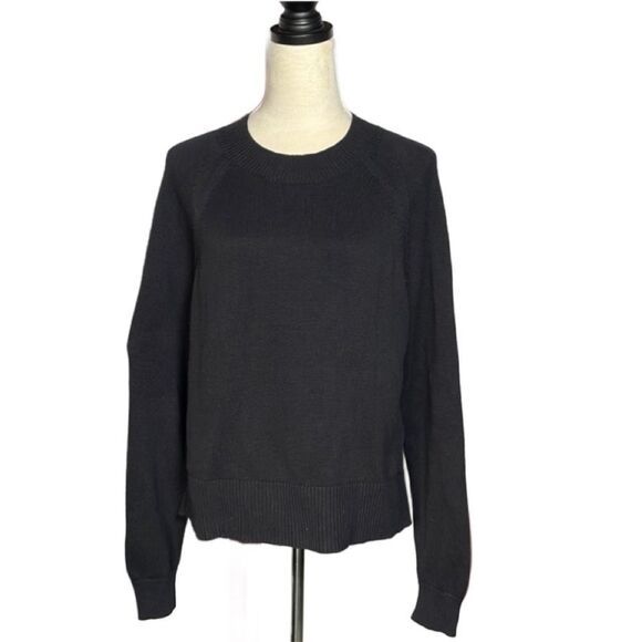 Daily/Ritual 100% Cotton Classic Black Crewneck Sweater (Size: Medium) - Picture 3 of 14